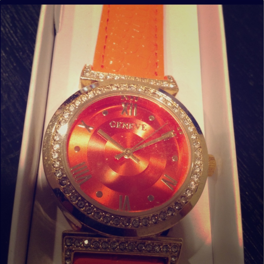 Geneve bright orange watch.
